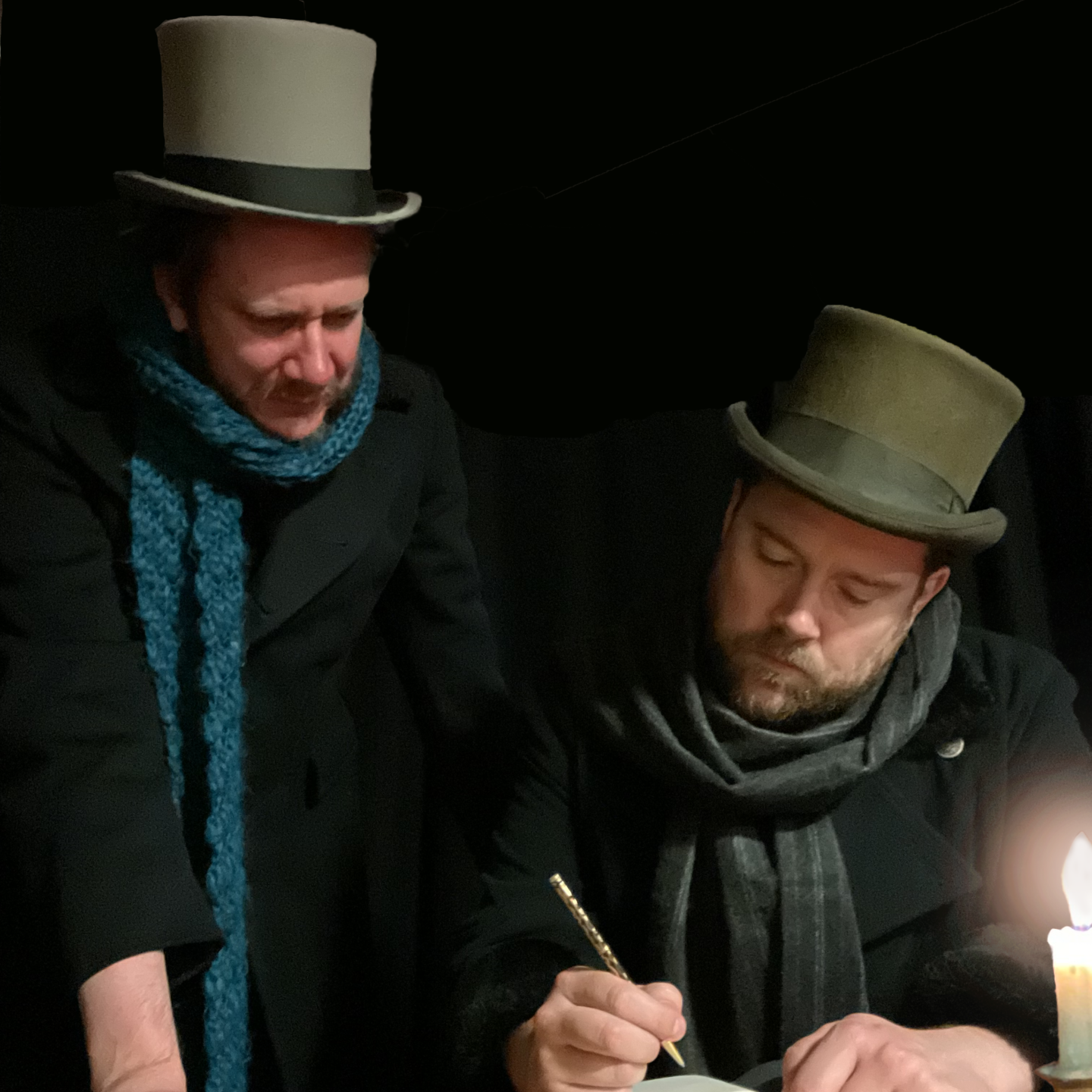 Abingdon Drama Club's Christmas Carol Ebenezer Scrooge with his humble clerk, Bob Cratchit